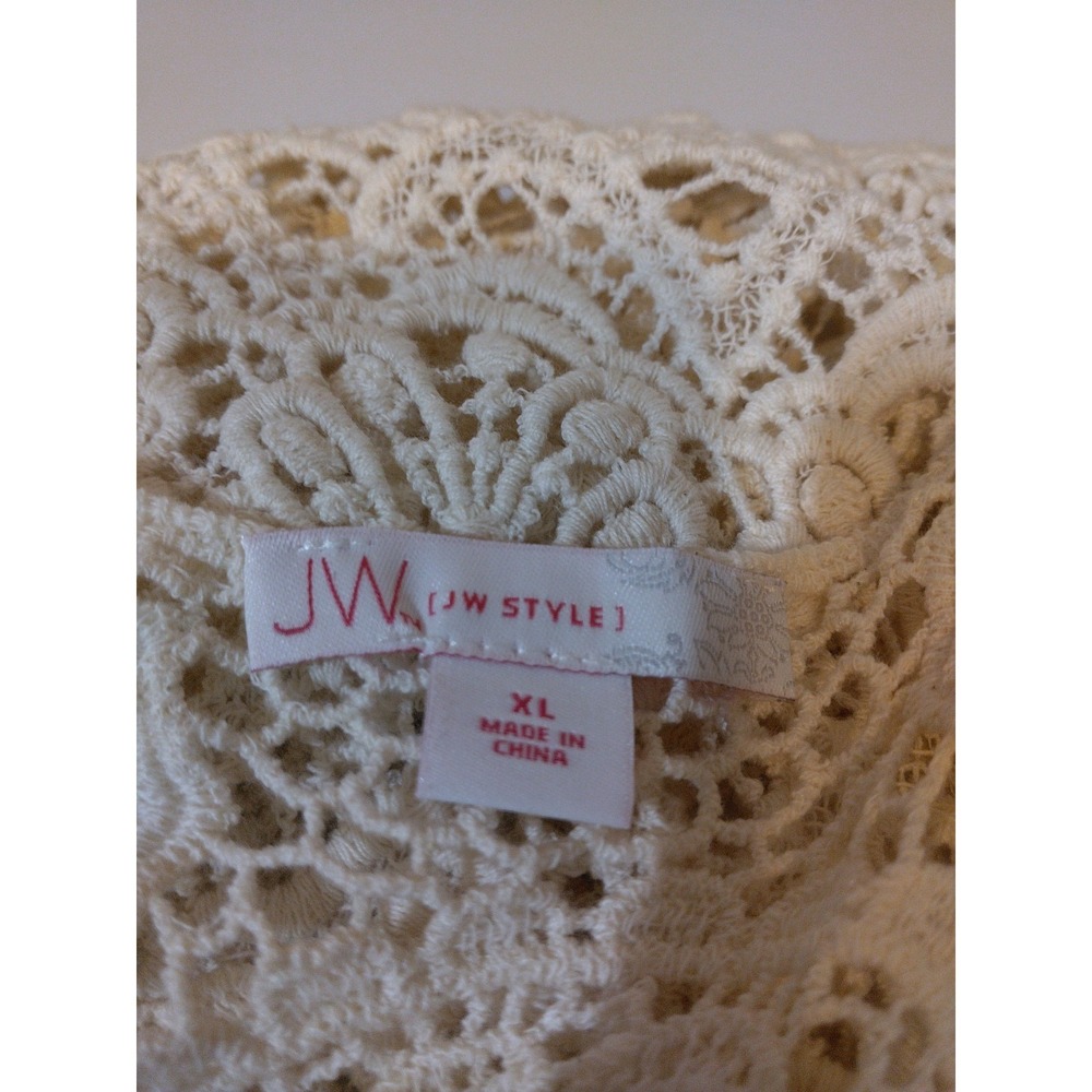Women's Crochet Lace Top Size XL Fits L Boho Festival Coastal Cowgirl Beachy - Picture 3 of 7